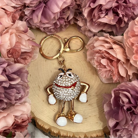 Whimsical White M&M Crystal Character Keychain Charm - Picture 8 of 16